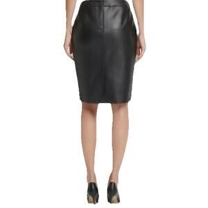 Vintage Tower Hill Black Genuine Leather Pencil Skirt Women’s Size 14 Classic